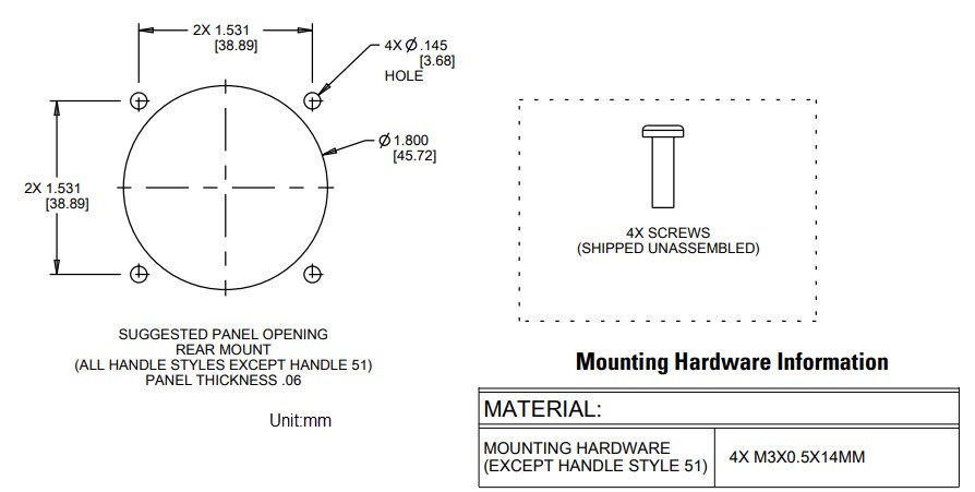 Mechanical Drawing - OTTO JHM Medium Hall Effect Joysticks